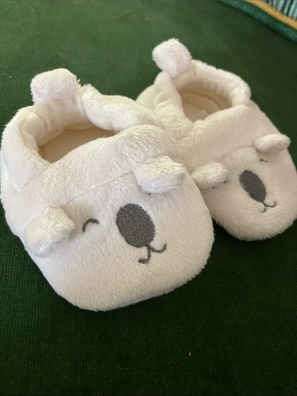 Carter's Cream Plush Bear Baby Slippers